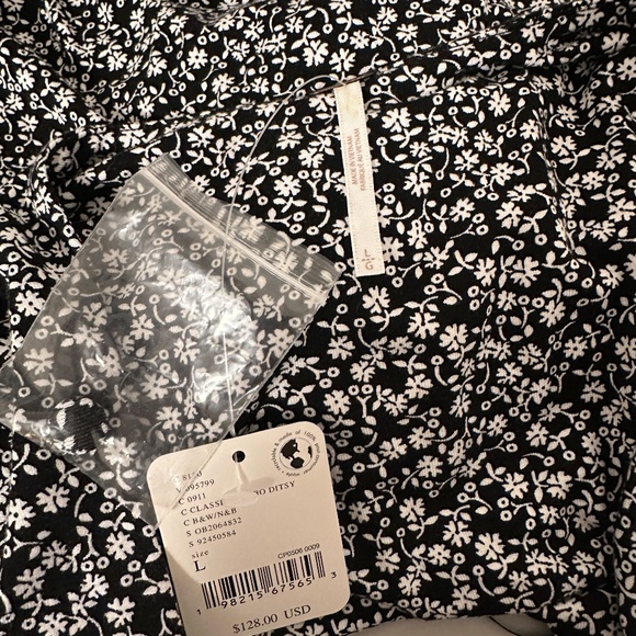 NWT Free People Check It Mini Dress in Black Floral Combo | Size Large - Picture 8 of 12